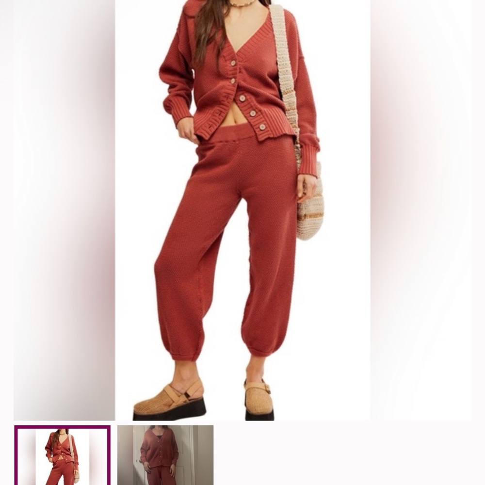 FP BEACH HAILEE WAFFLE KNIT CARDI AND JOGGER SET SIZE XL - Picture 4 of 7